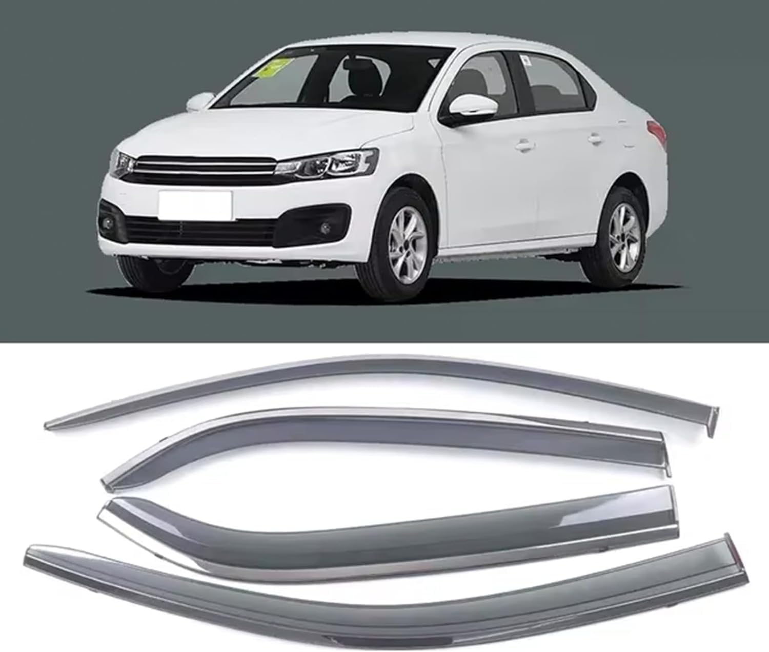 nwsplmy Wind Deflectors for Citroen C-Elysee 2013-2019, Rain Guards Window Visors, 4-Piece, Protects Against Fading & Cracks