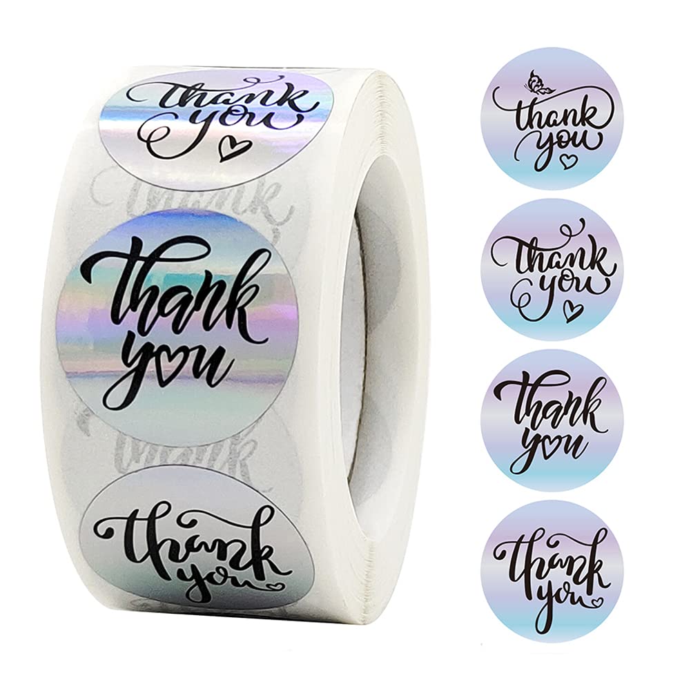 1.5 Inch Thank You Stickers Roll，500pcs Thank You Labels Stickers for Greeting Cards Flower Bouquets Self-Adhesive Labels for Gift Wraps Tags Mailers