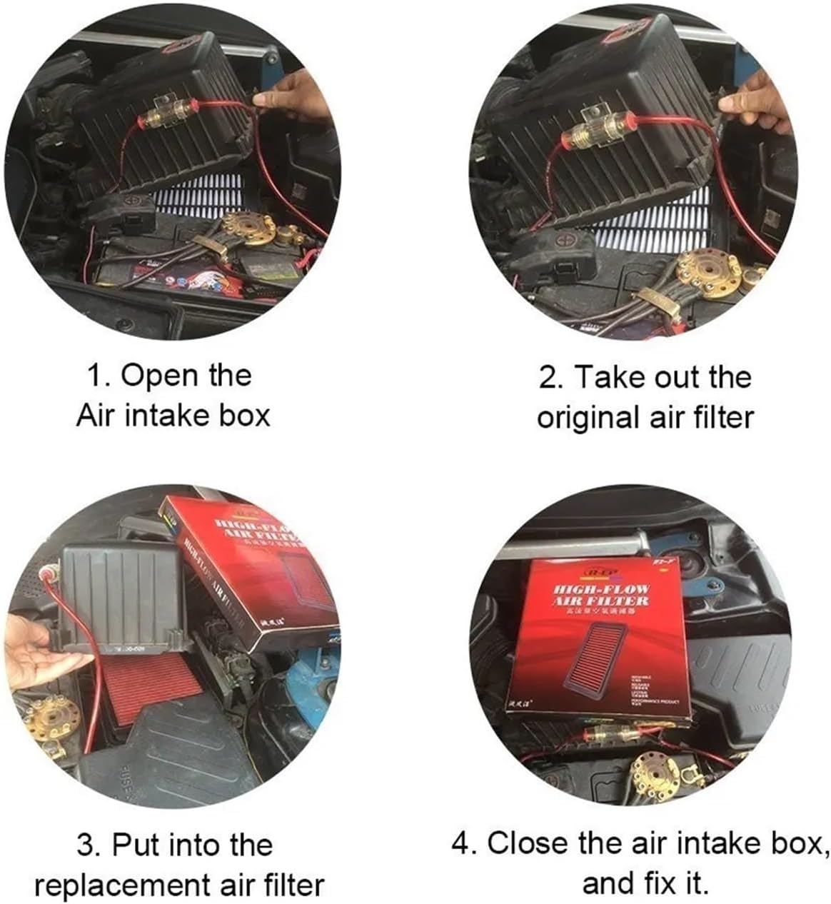 Replacement Air Filter for C2 C4 206 207 307 1.4L Reusable Washable Performance Intake Filters