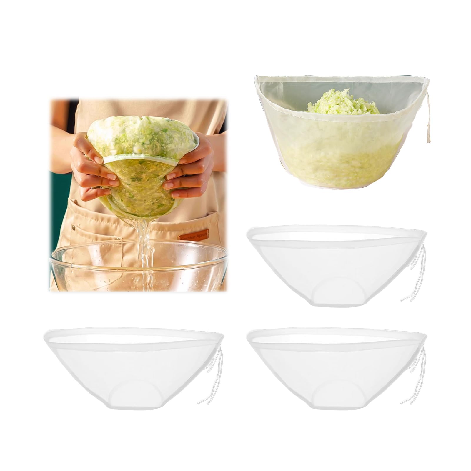 Etamine Alimentaire VCRANONR 6PCS Sacs à Lait De Noix Tissu Passoire Filtre Étamine Tissu Avec Cordon De Serrage En Coton Sacs En Etamine à Maille Fine Filtrer Du Jus Sac à Lait