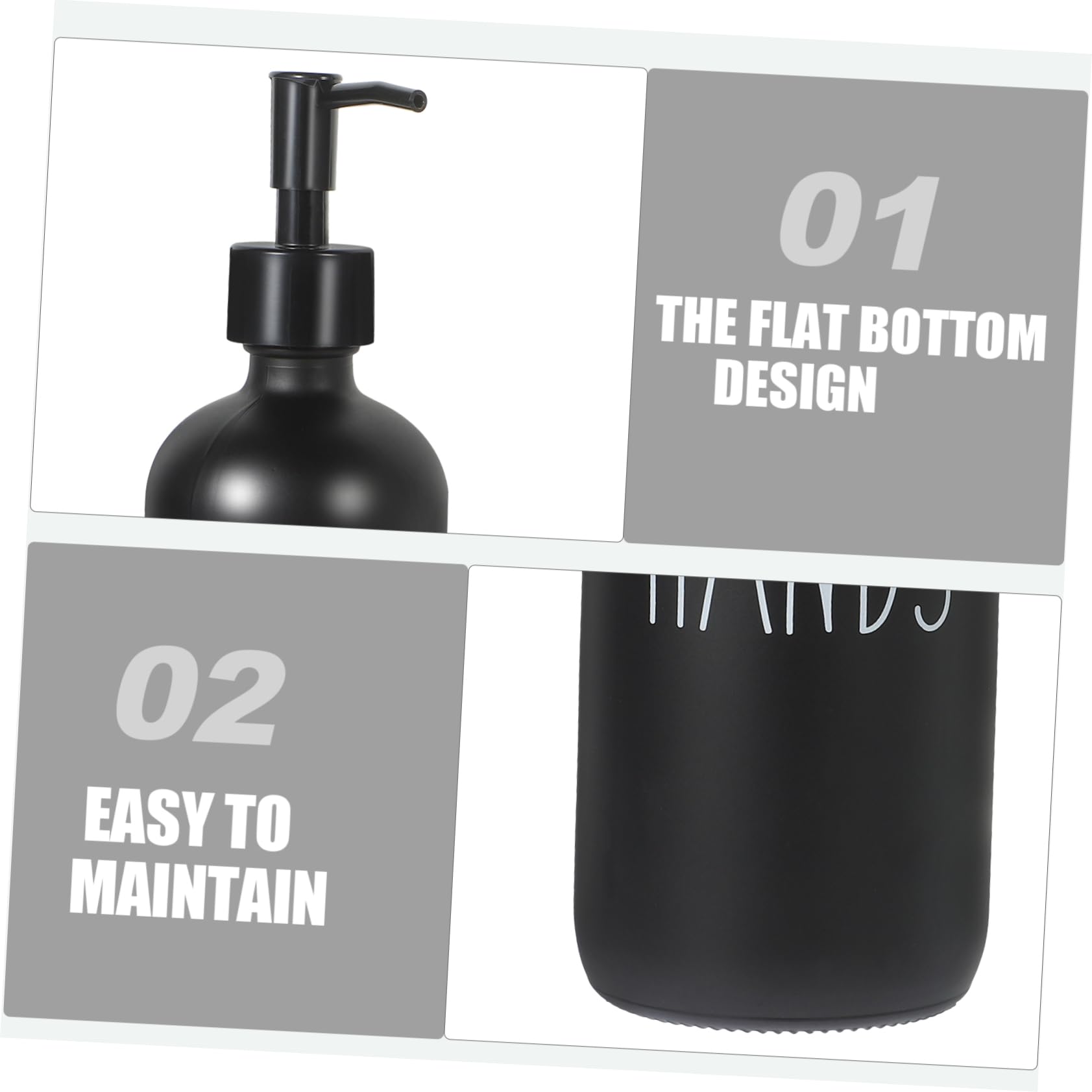 WOONEKY Set di 3 Flaconi Dosatori in Vetro da 500ml con Vassoio in Bambù, Ricaricabili, per Sapone e Lozione, per Bagno e Cucina