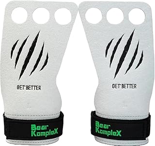 Bear KompleX 3 Hole Pinnacle Hand Grips for Workouts, Pull-ups, Weightlifting, WOD Gymnastics, Crosstraining Palm Grips wi...