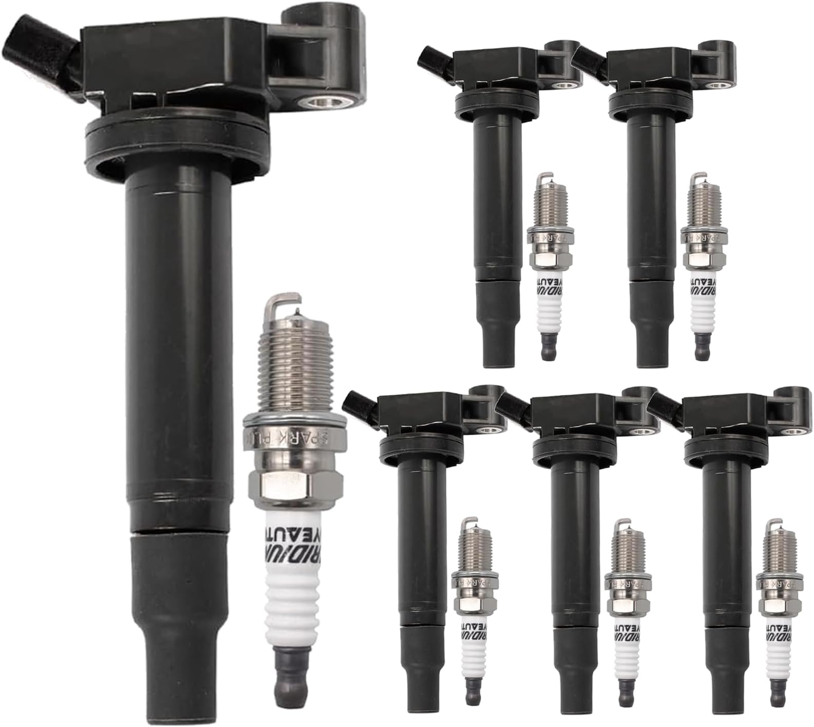 Ignition Coil Pack 12v Ignition Coil Iridium Spark Plug UF267 Set of 6 Compatible with Toyota Camry Highlander Sienna Solara ES300 V6