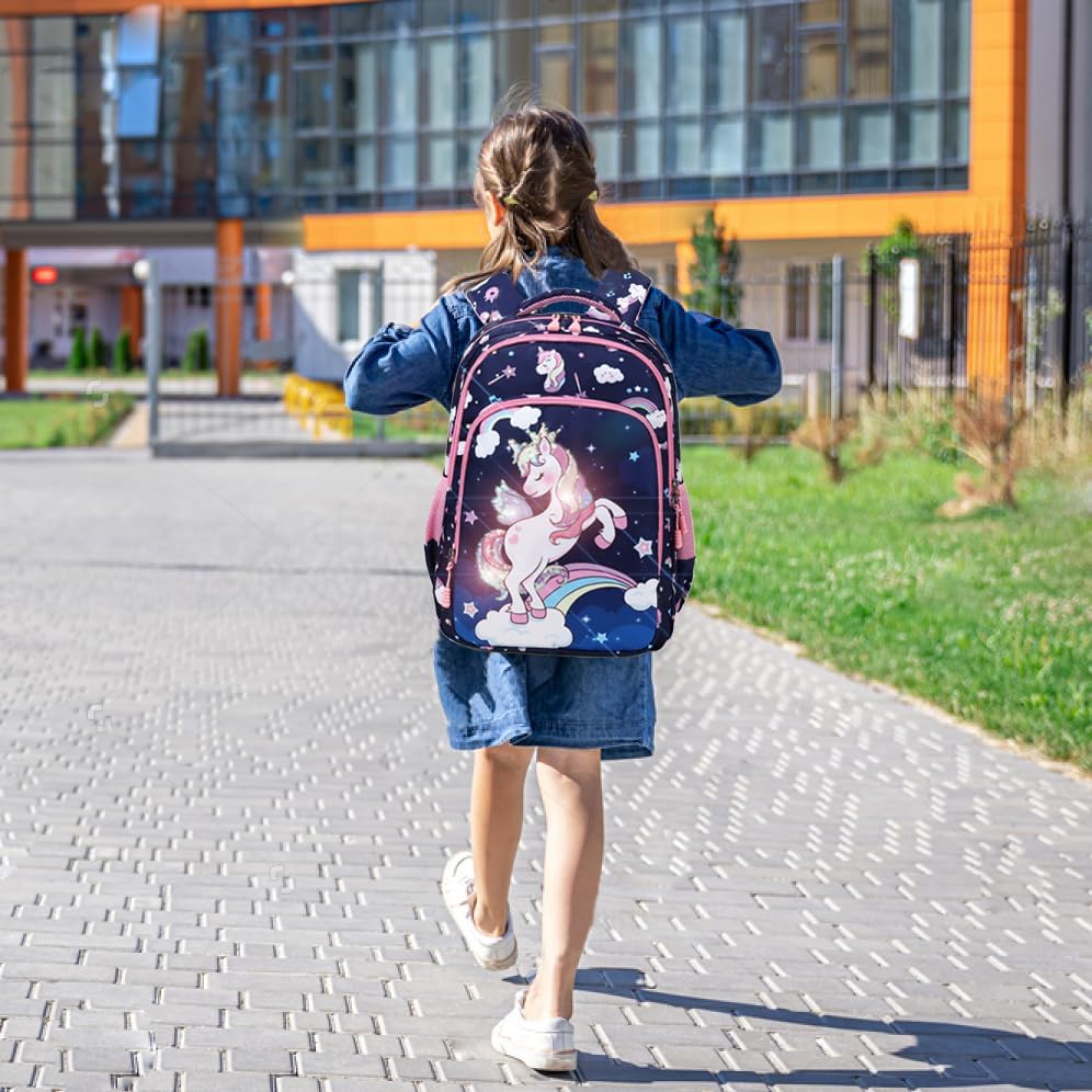 Girls Backpack for Elementary Kids School Bookbag Set Cute Unicorn Backpacks for Girls Water Resistant - Image 8