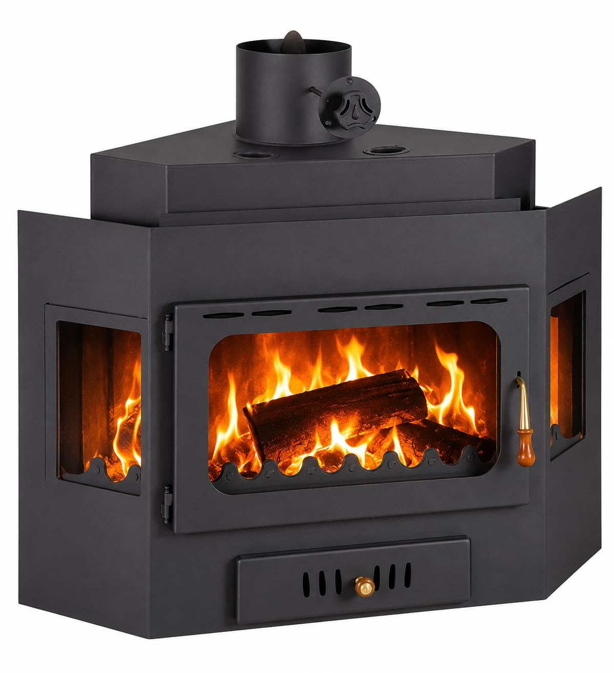 Inserto per camino Prity A, 14,2 kW, inserto per stufa a legna A+, tubo fumo, diametro 200 mm, ampio focolare | alta efficienza