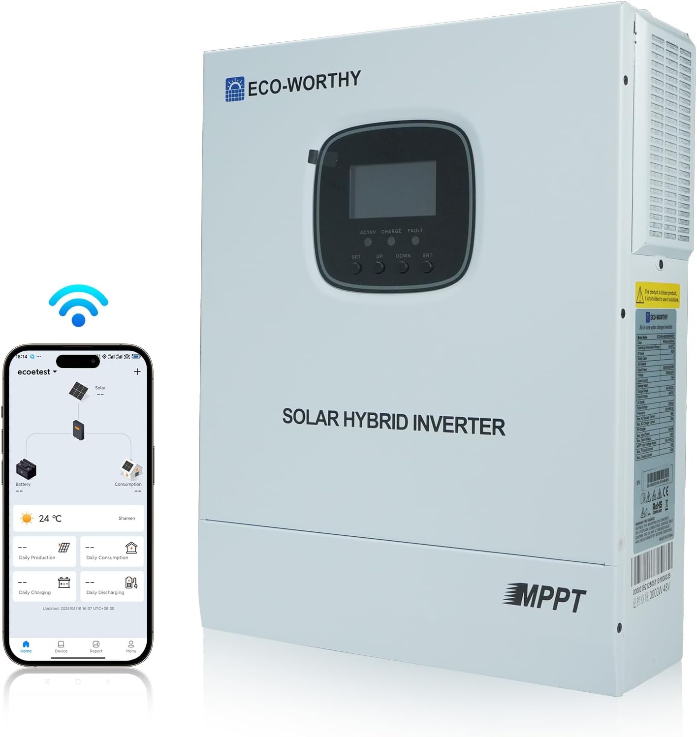 ECO-WORTHY 48V 3000W All-in-One Solar Inverter Built-in MPPT Charge Controller for Off-Grid Power Systems