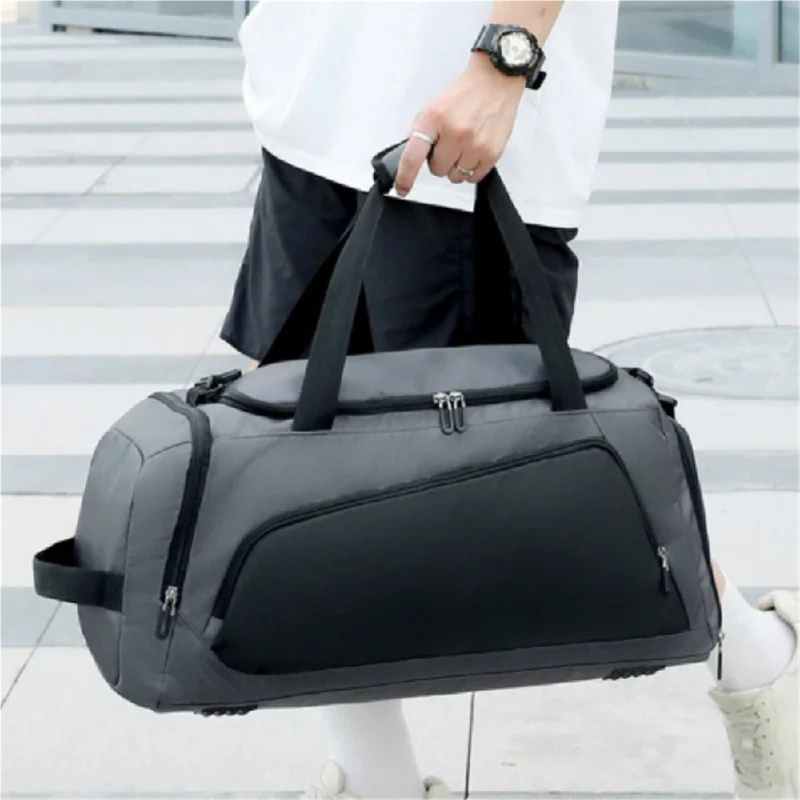 Bolso de Gimnasio Gran Capacidad, Bolsa Viaje, Paquete separación húmeda Seca for Hombre, Bolsas Mensajero Hombro Deportivas for Fitness, Bolsillo Almacenamiento for Zapatos para Zapatos(Gray)