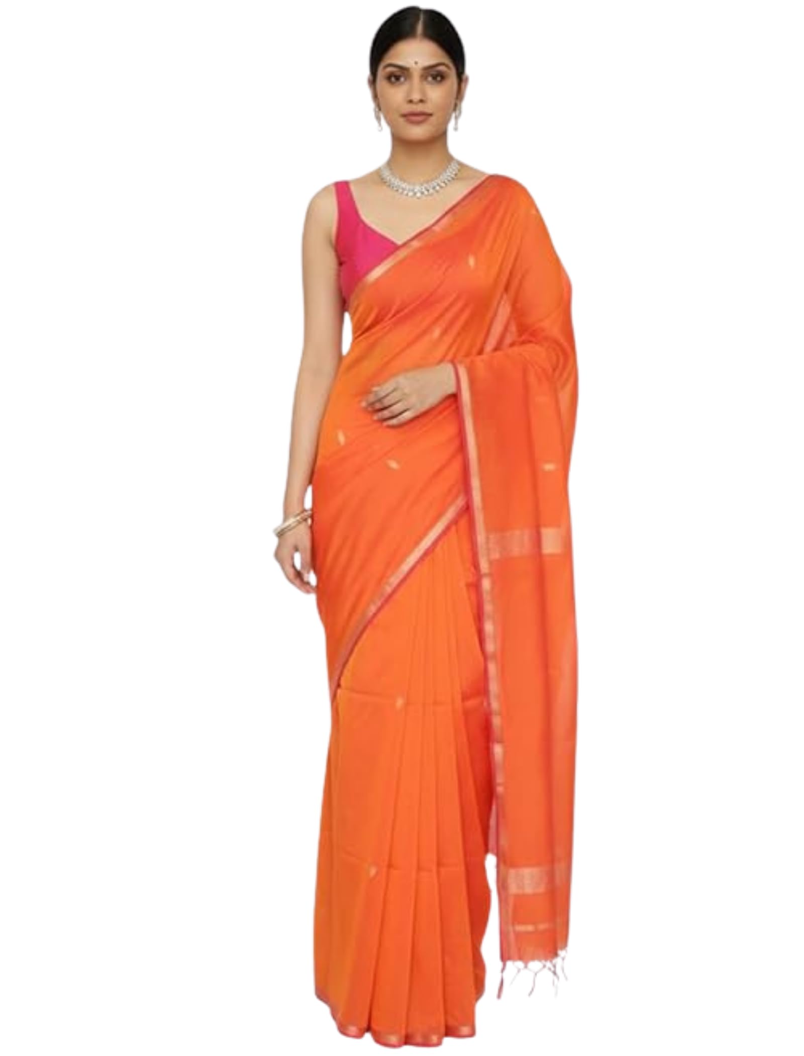 Women’s Soft Silk Blend Saree with Subtle Zari Border | Elegant Lightweight Ethnic Saree with Unstitched Blouse Piece-image-37