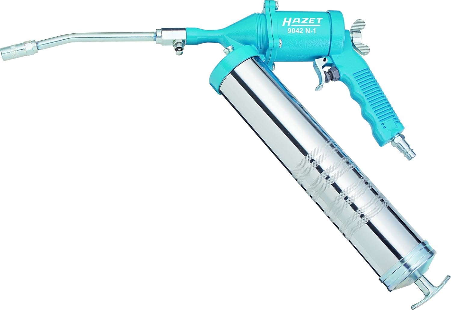 Pistola engrasadora HAZET 9042N-1 I Pistola engrasadora ajustable con una sola mano, tubo metálico de 172 mm de longitud, manguera de nailon de 230 mm de longitud, capacidad de llenado: 400 ml