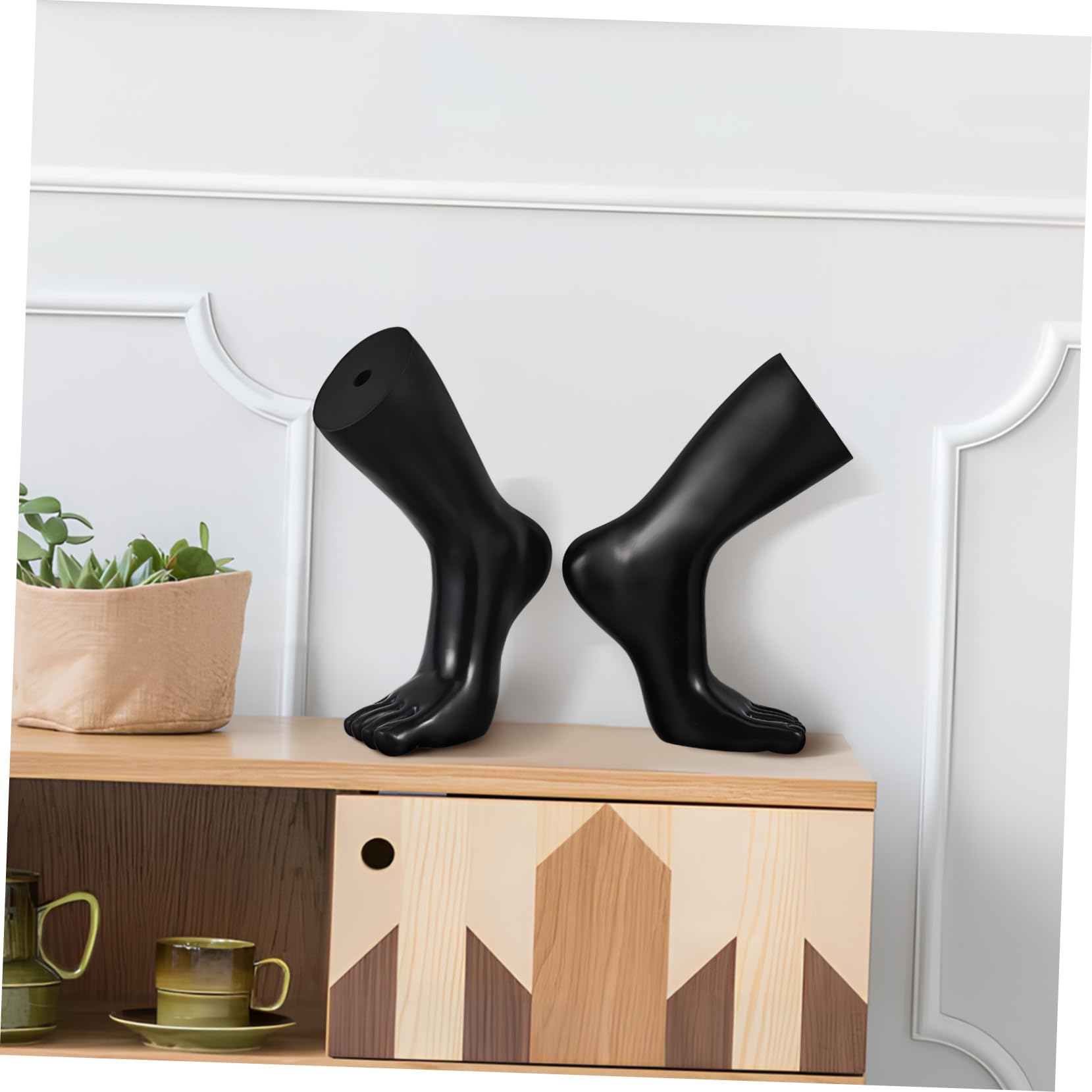 PRETYZOOM Fußmodell Schwarzer Vinyl Einzigartigem Design Socken aus Realistisches Farbe für Präsentation von Socken und Knöchelarmbändern im Einzelhandel und Ausstellungen