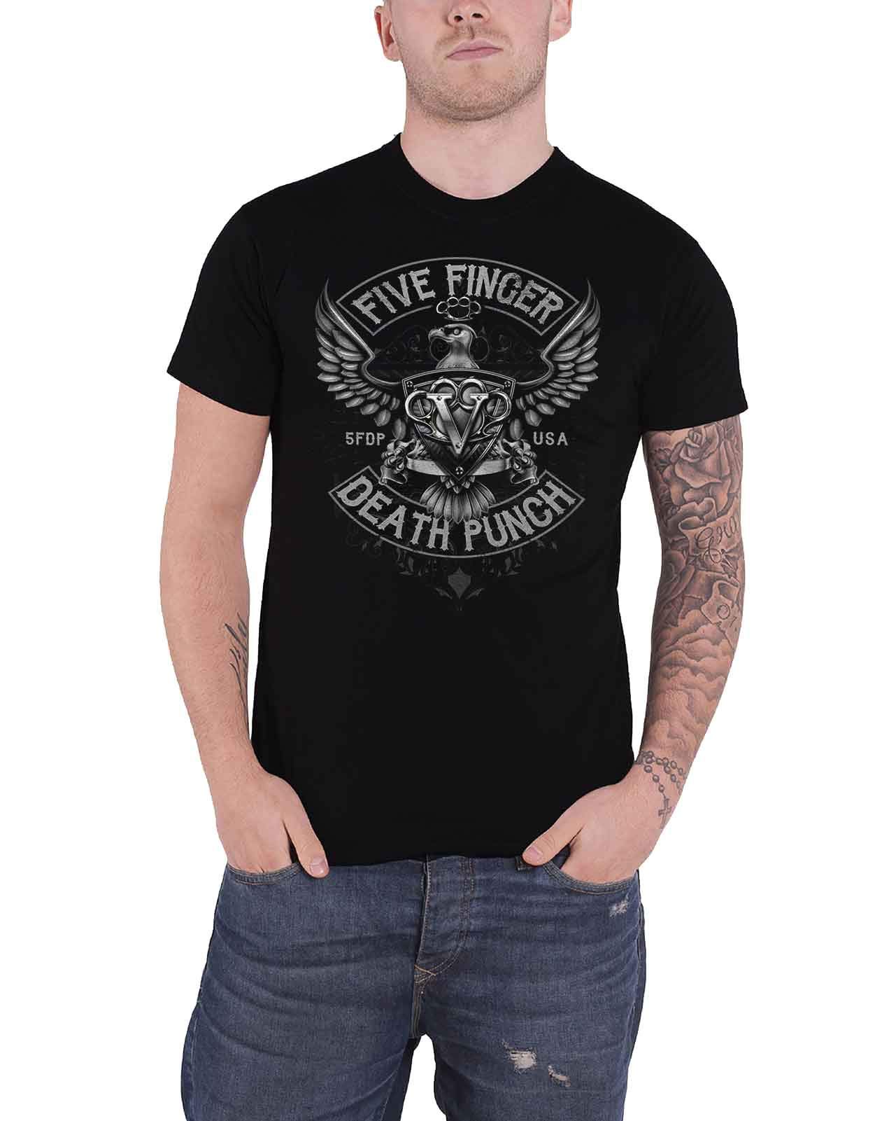 Five Finger Death PunchFive Finger Death Punch T Shirt Howe Eagle Crest Logo Official Mens Black