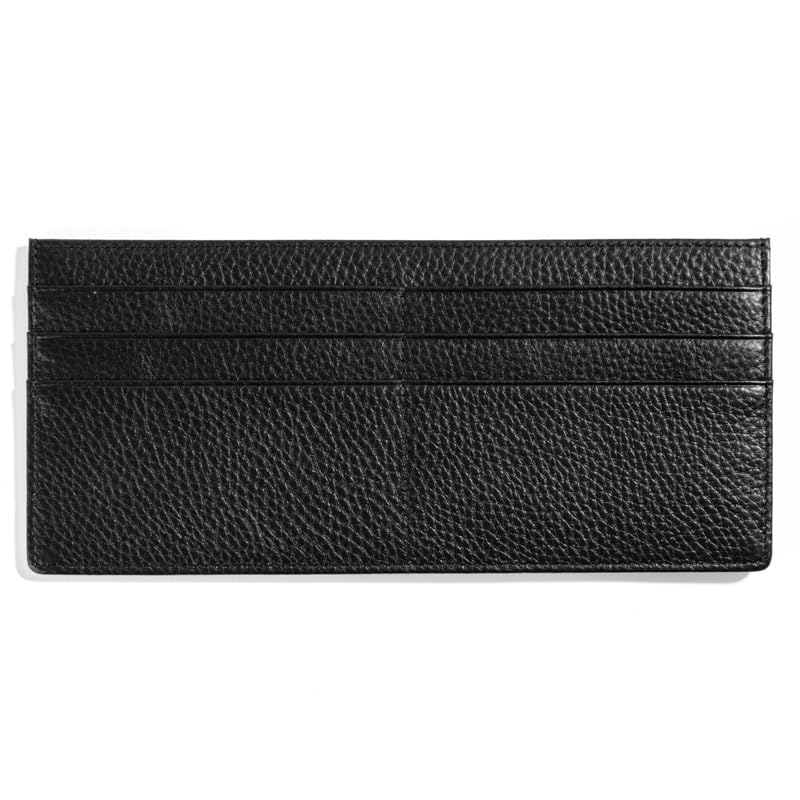 Women's Leather Wallet Card Holder Long Clutch - Genuine Leather, Minimalistic, Zippered Coin Pocket, 6 Card Slots, Fashionable (Black)
