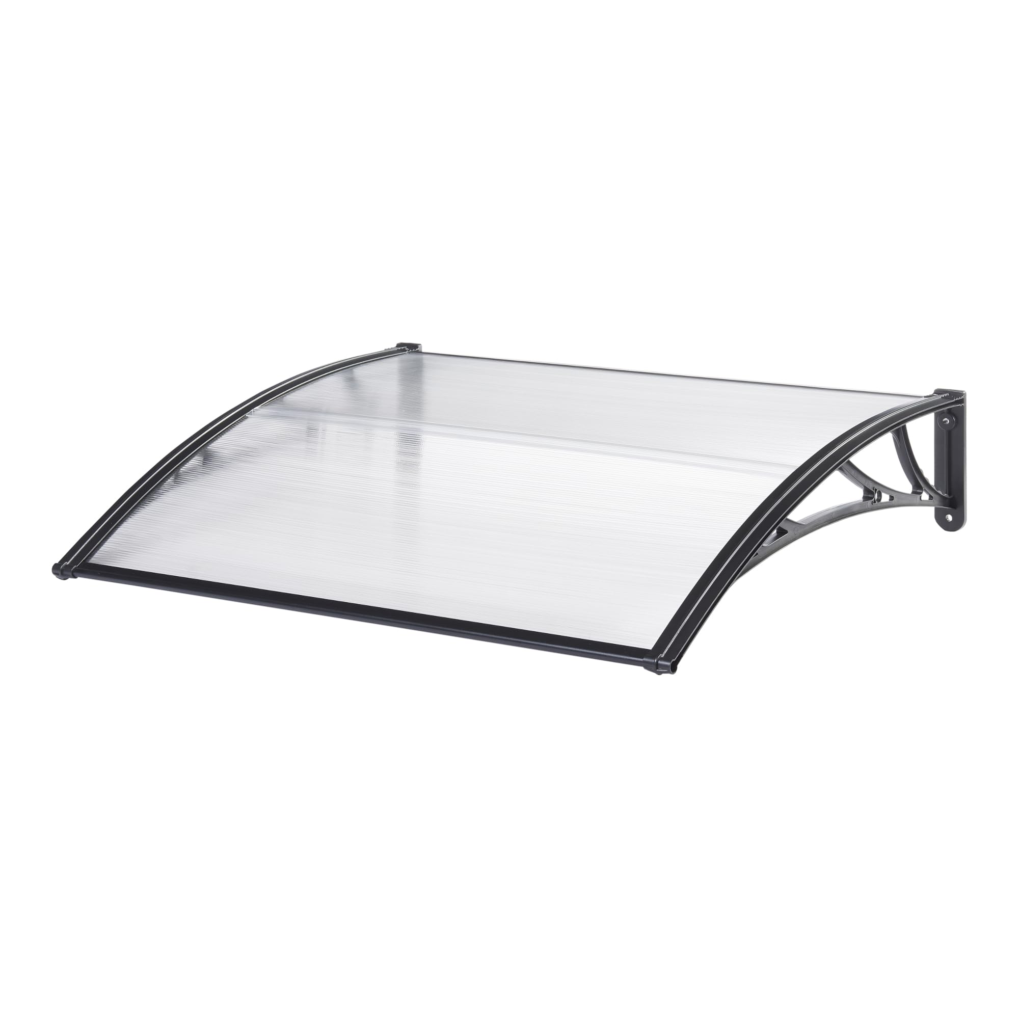 [en.casa] Zadaszenie do drzwi wejściowych Mellerud zadaszenie 150 x 100 cm, zadaszenie jednospadowe, balkon, zadaszenie drzwi, poliwęglan, aluminium, zadaszenie ochronne, taras, czarny/przezroczysty