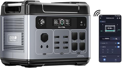OUKITEL Estación de energía P2001 PLUS de 2400 W, generador solar de 2048 Wh (pico 5000 W) 1.5 horas de carga rápida APP Control de emergencia