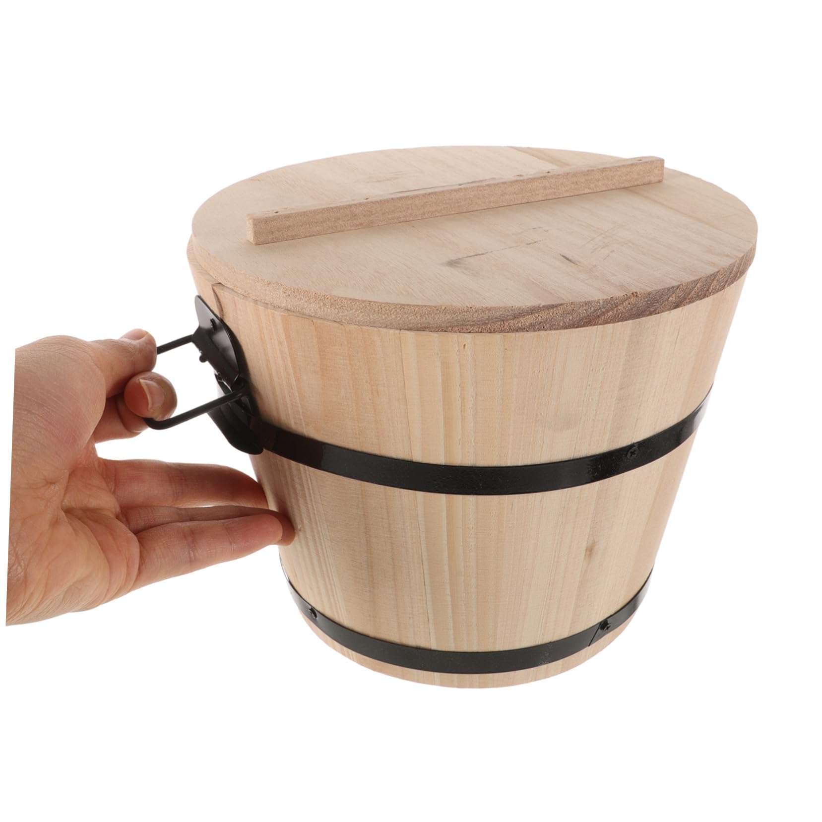 BESTOYARD 3pezzi Contenitore Legno Per Riso Barile Per Stoccaggio Cibo Per Cucina e Ristoranti Capacità Con Coperchio Design Elegante e Pratico Per Conservare e Cuocere Al Vapore Riso