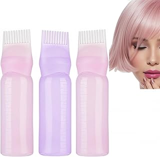Root Comb Applicator Bottle, 6 Ounce Hair Color Applicator Brush, Smooth Hair Dye Comb Applicator Squeeze Bottle for Hair Dye, Water, Liquid, Oil Dispenser with Graduated Scale, 3 Pack