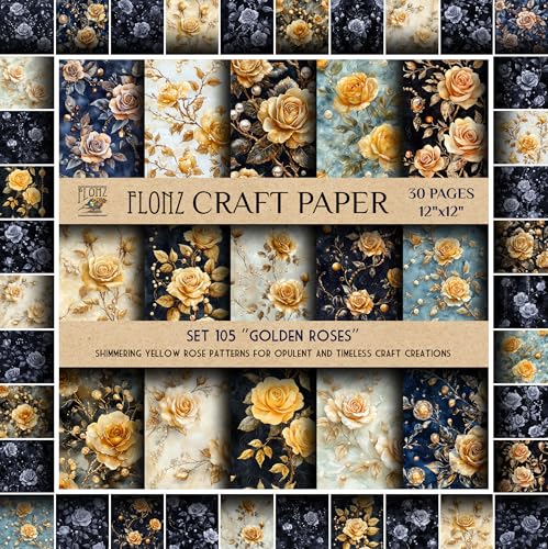 Papier de scrapbooking FLONZ 30 pages roses dorées pour loisirs créatifs et carterie