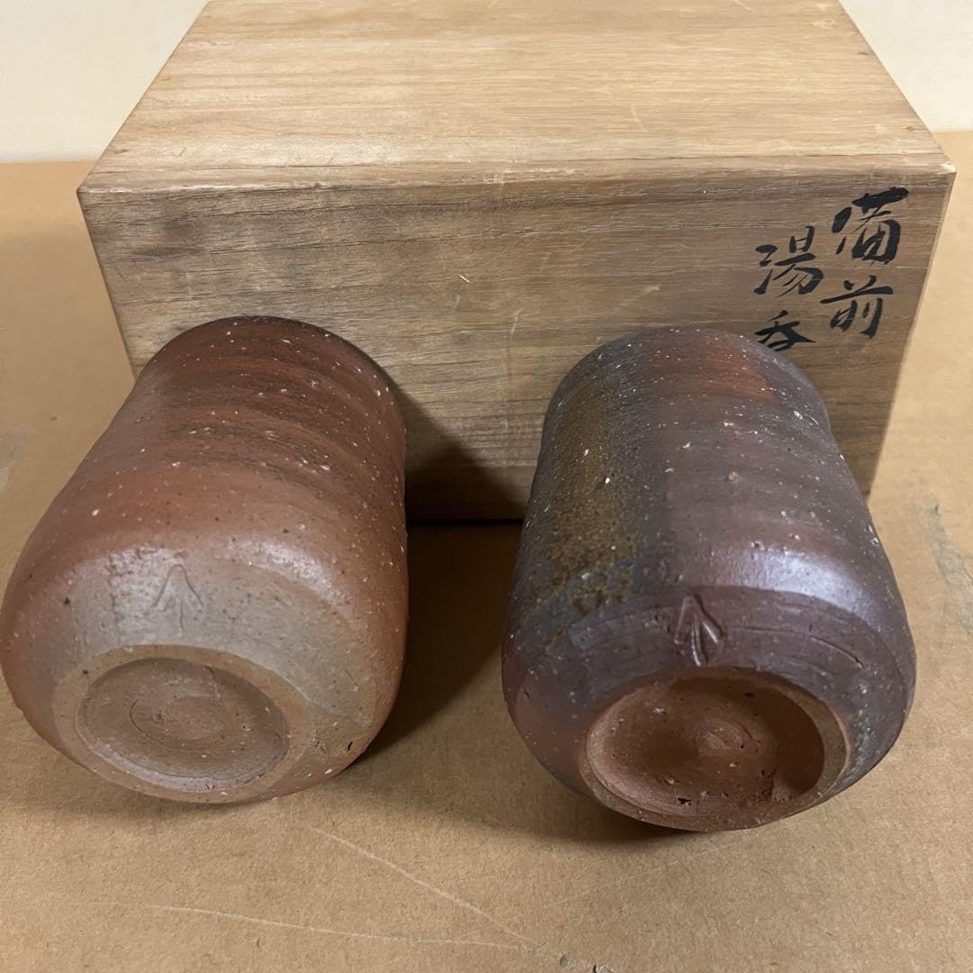 Michiaki Kaneshige Bizen Sake Cup 2 Piece Bizen Ware Yonoko Kaneshige