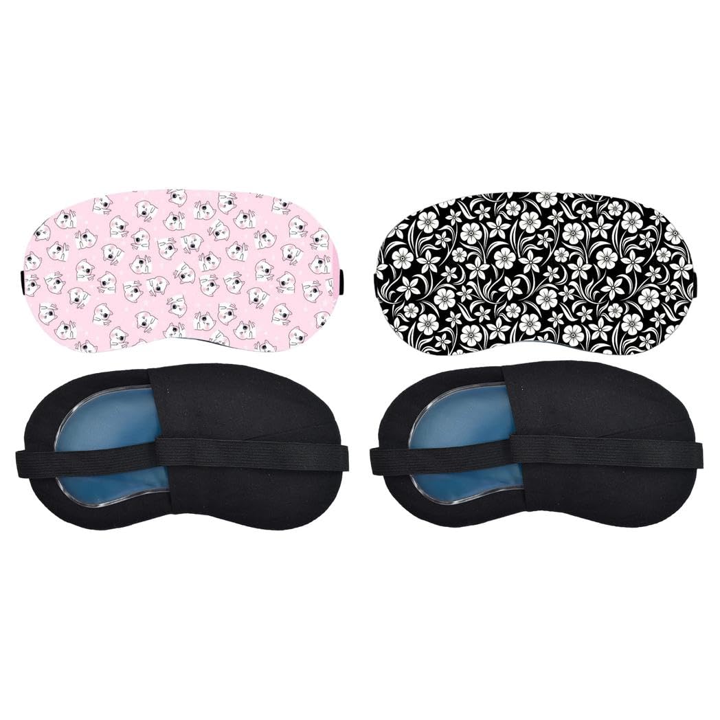 Aoxeria Pink Mini Unicorn Pattern, Monochrome Floral Pattern Sleeping Mask Combo, Soft Comfortable Light-Blocking Eye Cover for Women, Men & Kids, Reusable Blindfold for Night Sleep (Pack of 2)-image-44