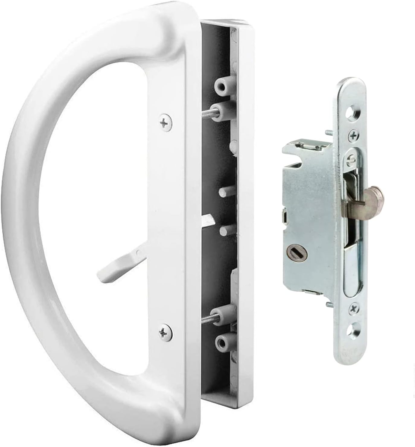 Locked Patio Sliding Door Handle Set with Mortise Lock 45° and Face Plate Perfect Whole