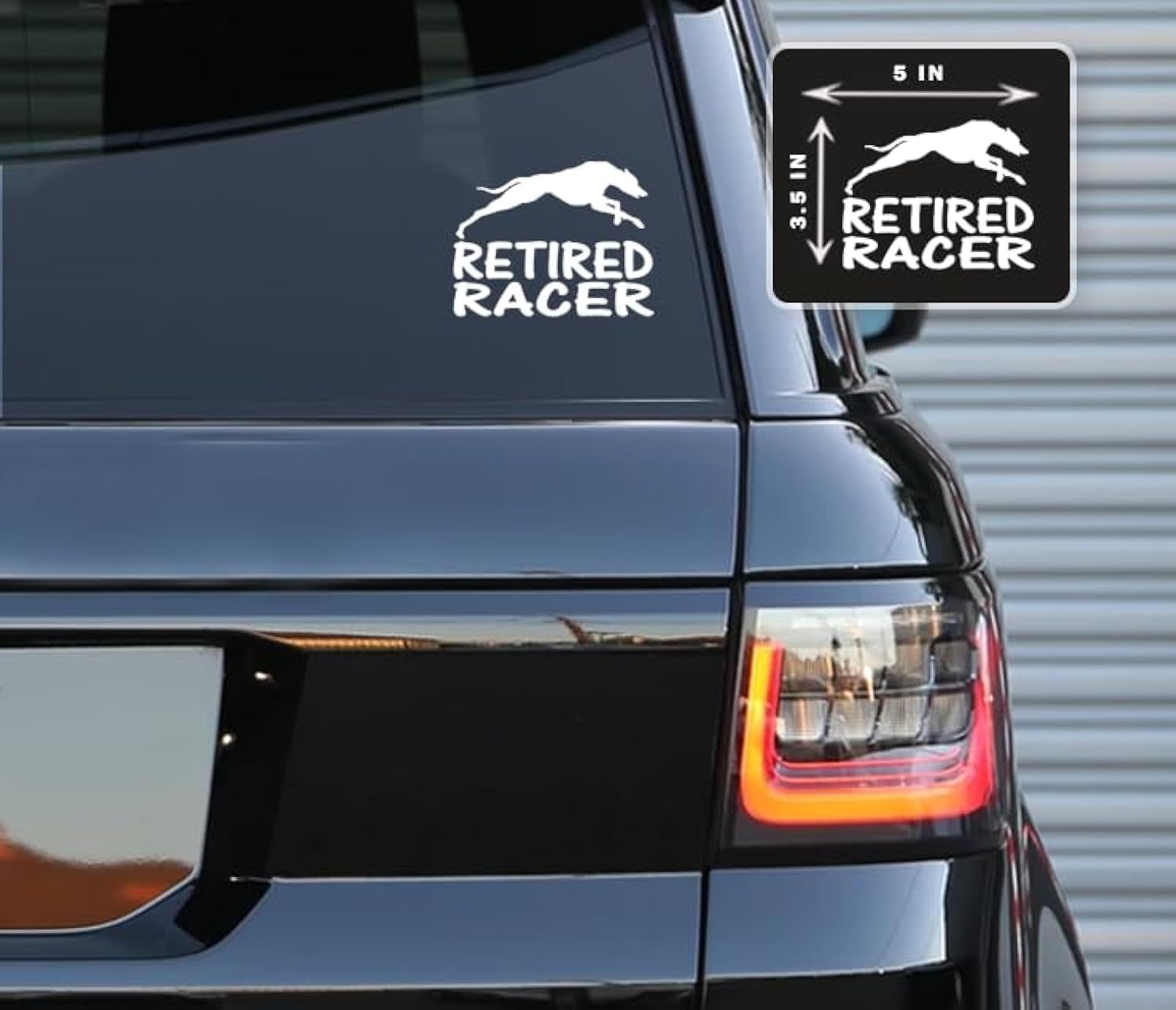 Greyhound Retired Racer Vinyl Decals Stickers for Cars, Vans, Trucks, and laptops (White3.5x5)