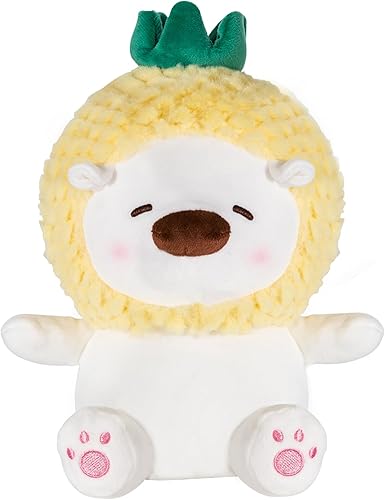 Miniatura 5 de Almohada de peluche de oso de piña de 10 pulgadas, linda almohada esponjosa de oso Kawaii suave con disfraz de piña, regalo de decoración para niñas