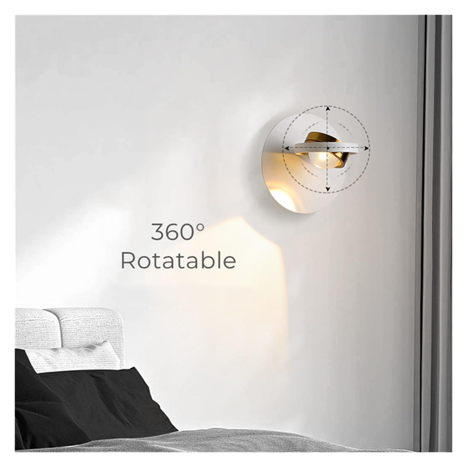 Prostota w stylu nordyckim LED kinkiet regulowana okrągła lampka nocna do sypialni salonu gabinet korytarz alejek Home Decor Ochrona Oczu I OszczęDzanie Energii(Grey-Rectangle)