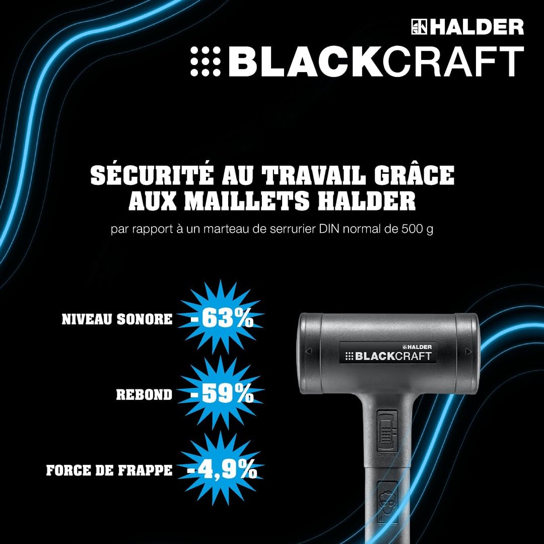 Maillet BLACKCRAFT, avec manche en tube d'acier incassable, habillé de PUR et ergonomique, poignée antidérapante | D=60 mm | 3379.060