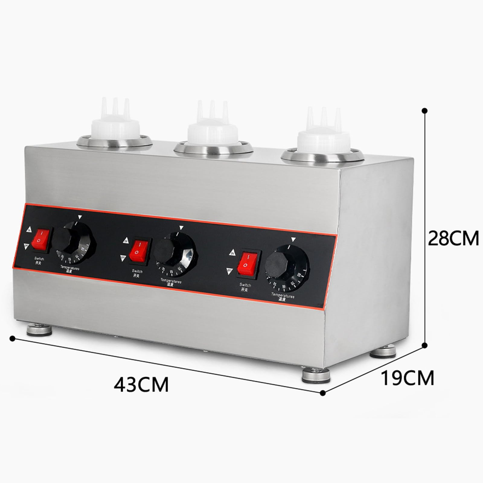 Calentador Eléctrico Dispensador De Alimentos De 480 W, Calentador Dispensador De Salsa Comercial, Calentador Dispensador De Salsa De Chocolate, Queso Y Caramelo (Botella Triple)