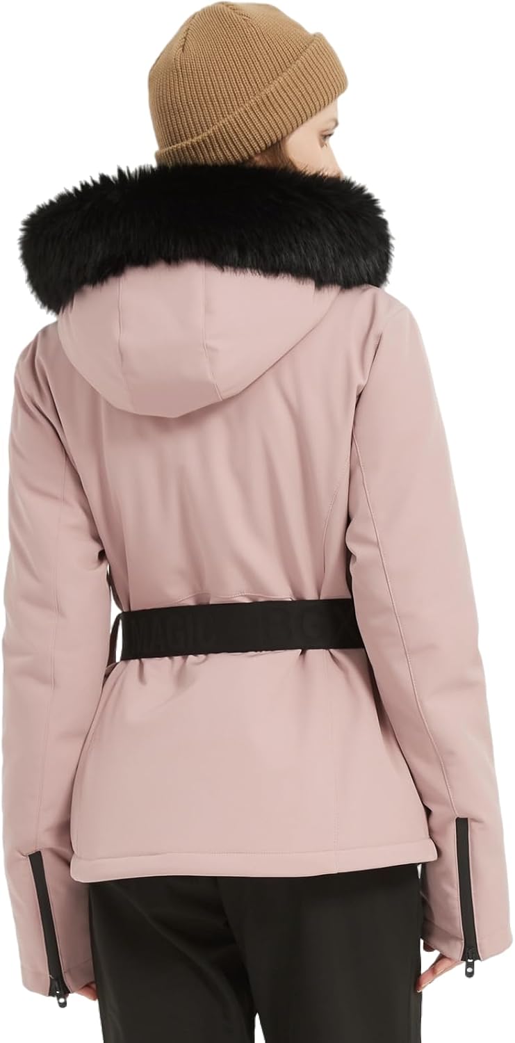 BGX Women's Ski Jacket Snowboard Warm Winter Short Slim Fit Snow Coat Mountain Windproof Waterproof with Hooded - Image 3