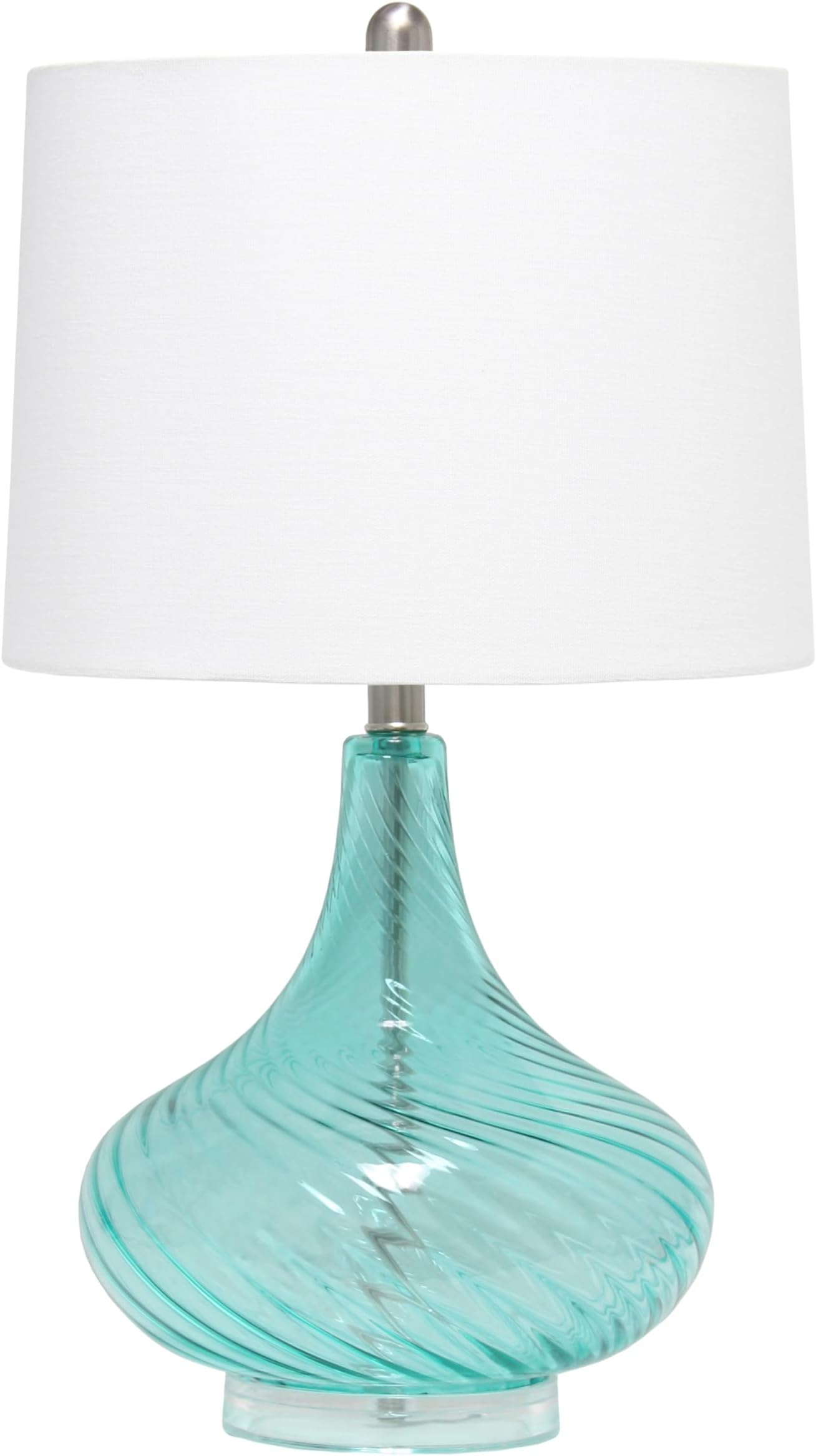 Elegant Designs LT3214-BLU Glass Table Lamp with Fabric Shade, Light Blue