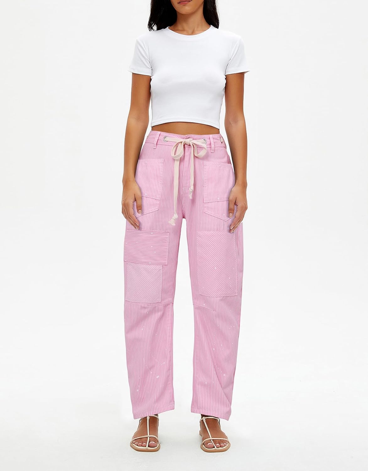 Kedera Women Striped Barrel Jeans Casual Loose Denim Jeans Wide Leg Baggy Pants Mid Waist Boyfriend Jeans Y2k - Image 4