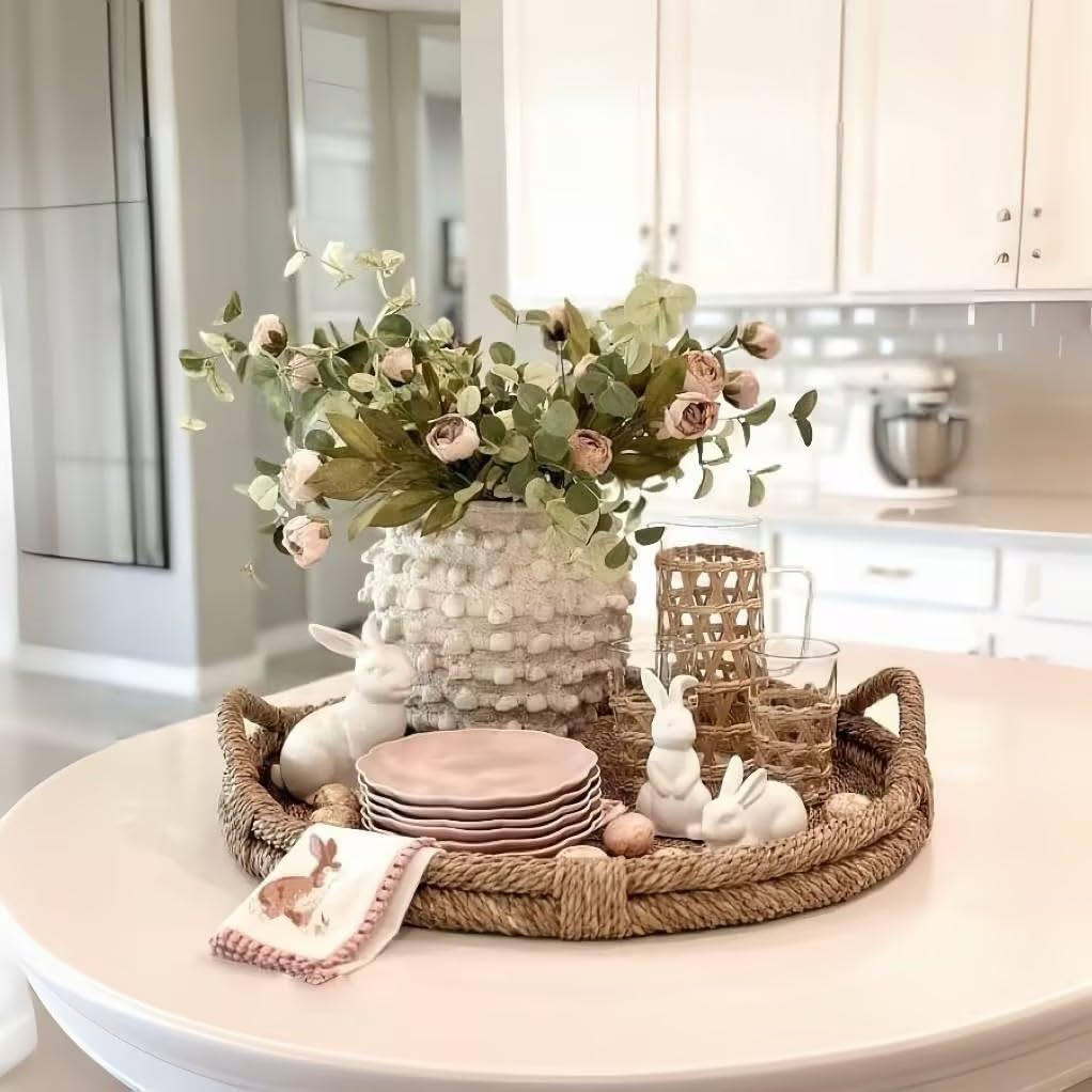 DN DECONATION Vaso da fiori in cemento beige con nodi, rustico, per erba della pampa e fiori secchi, decorazione per la casa in stile bohémien, per soggiorno, tavolino da caffè, mensola e bagno