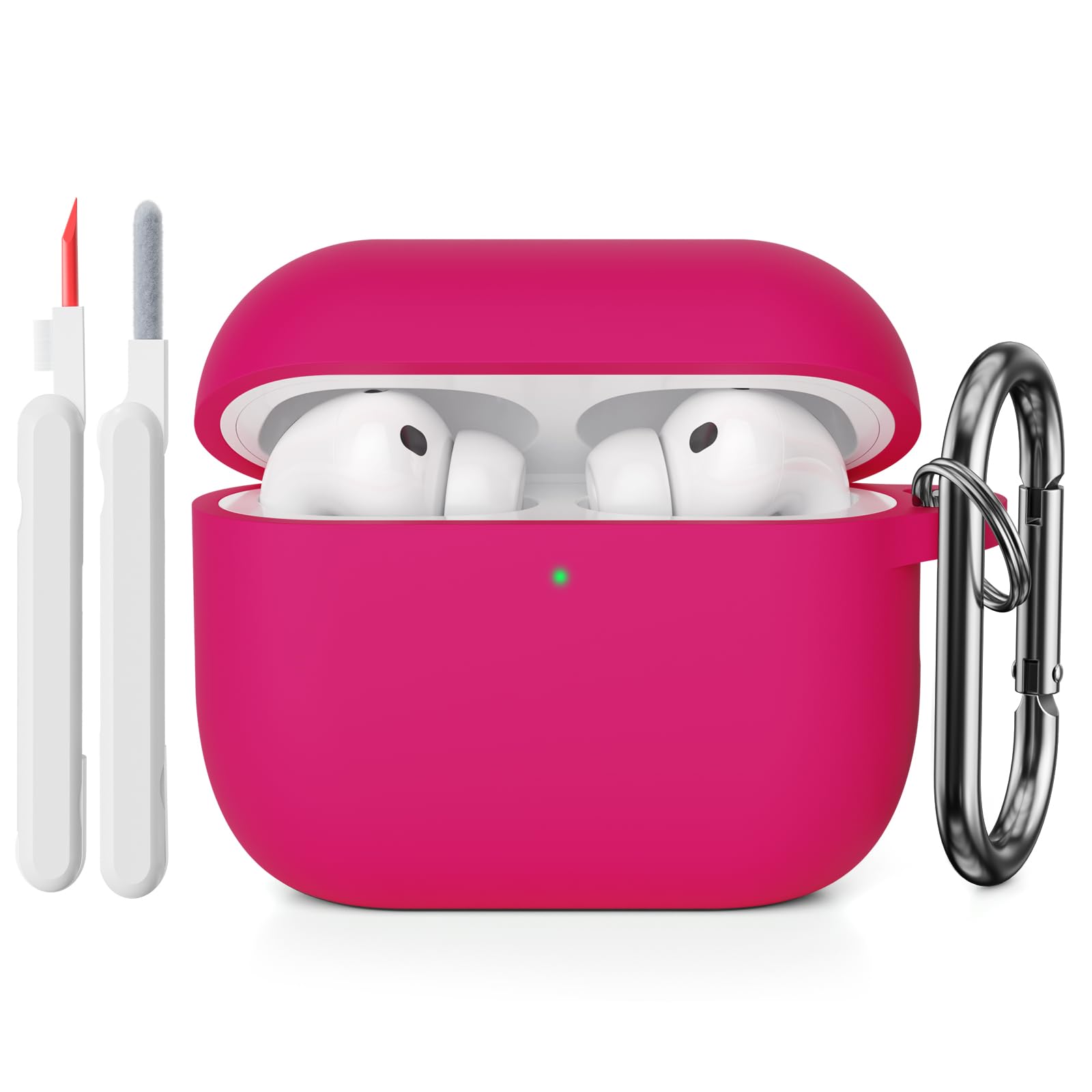 KOKOKA Funda de Silicona Compatible con AirPods Pro 3.ª Generación con Kit de Limpiador, Anti-rasguños, Anti-Polvo, Funda Case Silicona para AirPods Pro 3 con Mosquetón, LED Frontal Visible, Negro — view 33