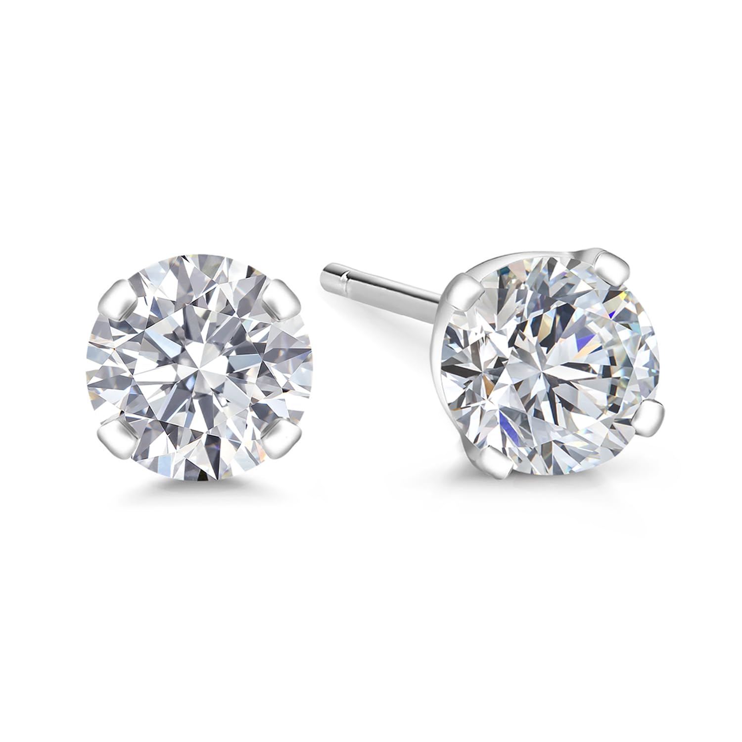 Gem Stone King 14K Gold Lab Diamond Stud Earrings