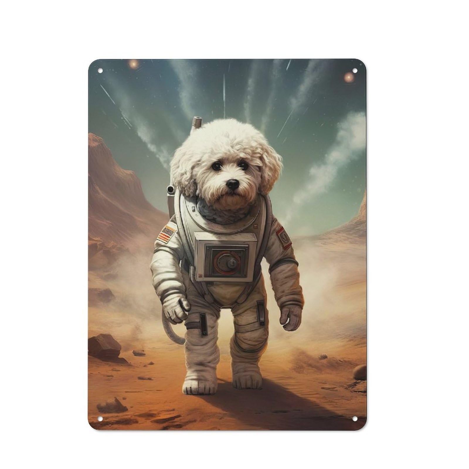 Industrial Bichon Frise Mars Tin Sign 40x30cm, Garage Wall Decor for Garage, Hobby Room, Office Or Man Cave