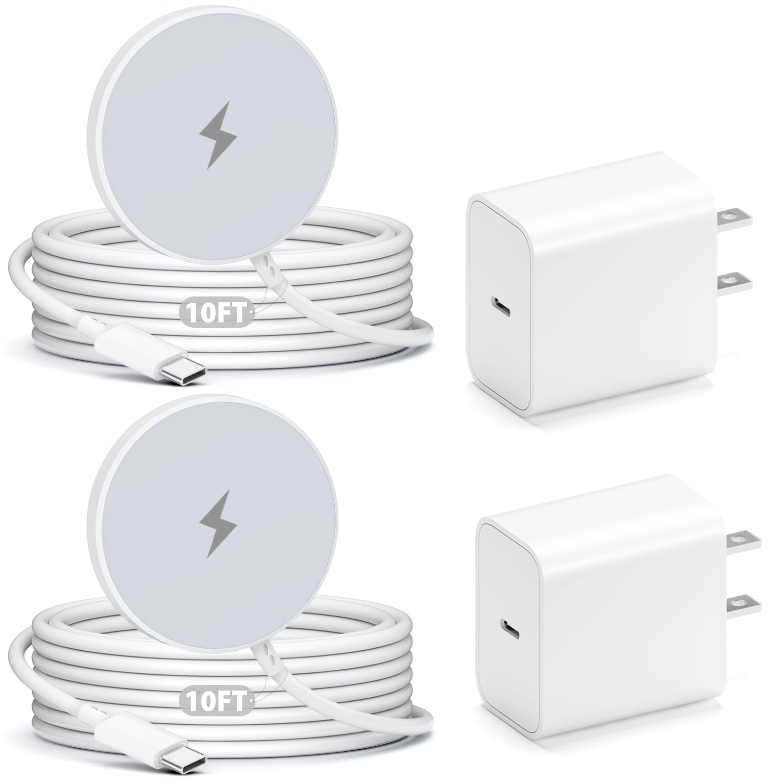 Caricatore senza fili magnetico lungo 10 piedi caricatore rapido mag-sicuro per Apple iPhone 16 Pro Max/16 Pro/16 Plus/16/15/14/13/12 AirPods 3/2/Pro 2, cavo di ricarica magnetico con USB C blocco