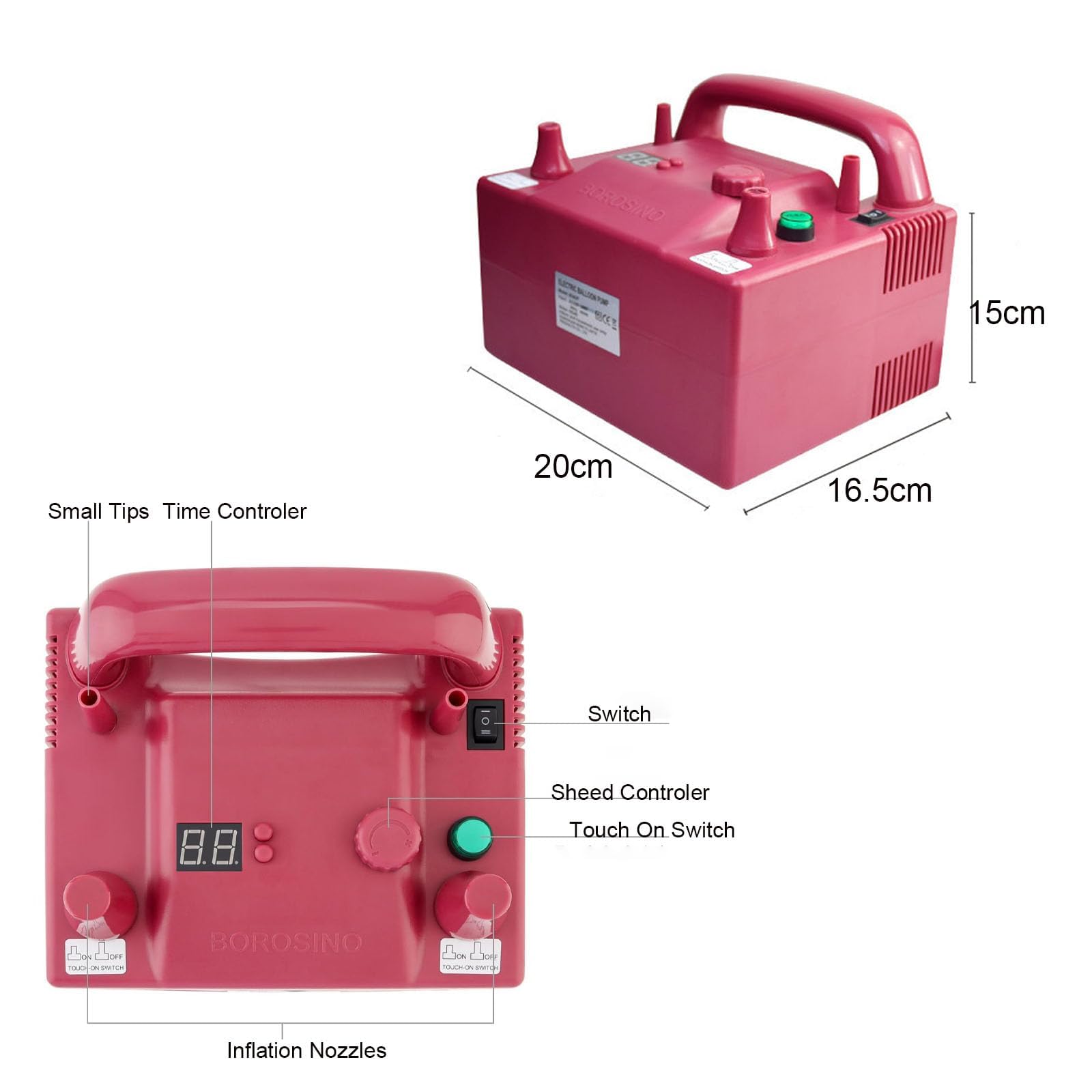 Bomba Eléctrica Para Globos, Inflador De Doble Boquilla 800W Con Velocidad Y Temporizador Ajustables, Inflador Automático Para Globos De Látex Redondos De 5 Pulgadas, Decoración De Boda Cumpleaños