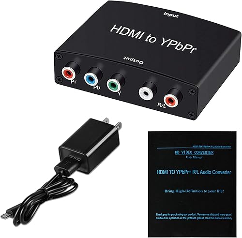 Miniatura 7 de Convertidor HDMI a componente, avedio links HDMI a 1080P YPbPr 5RCA RGB + R/L adaptador de audio de video, compatible con Apple TV, PS5, Roku, Xbox,