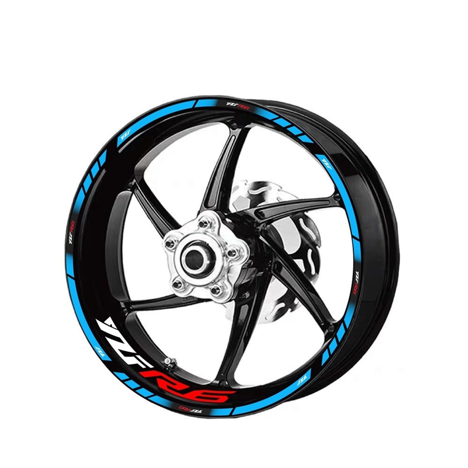 Motorcycle Front and Rear Tire Rim Reflective Decals Waterproof Stickers Accessories for Yamaha YZF R6 Decorative(Color5)