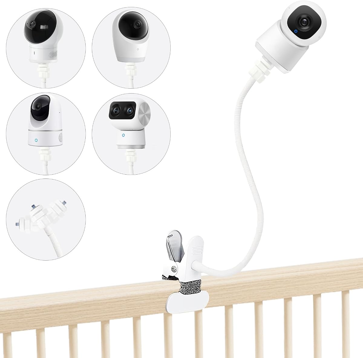 Baby Monitor Mount Holder Compatible with eufy Security Indoor Cam E30/C210/C220/E21/E20/E220/S350, Spaceview E110, Spaceview Pro E210, Spaceview S, T8417 /T8360, 16" Flexible Clip Mount