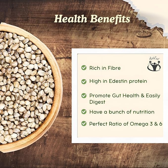 Image of AptEat Hemp Seed for Eating Non -Germinate Organic Superfood Omega 3 & 6 | High in Protein, Fibre | Natural Plant-Protein | Vegan, Gluten Free | Perfect for Smoothies, Salads, Baking | Keto Diets (420 GM, Roasted Salty)