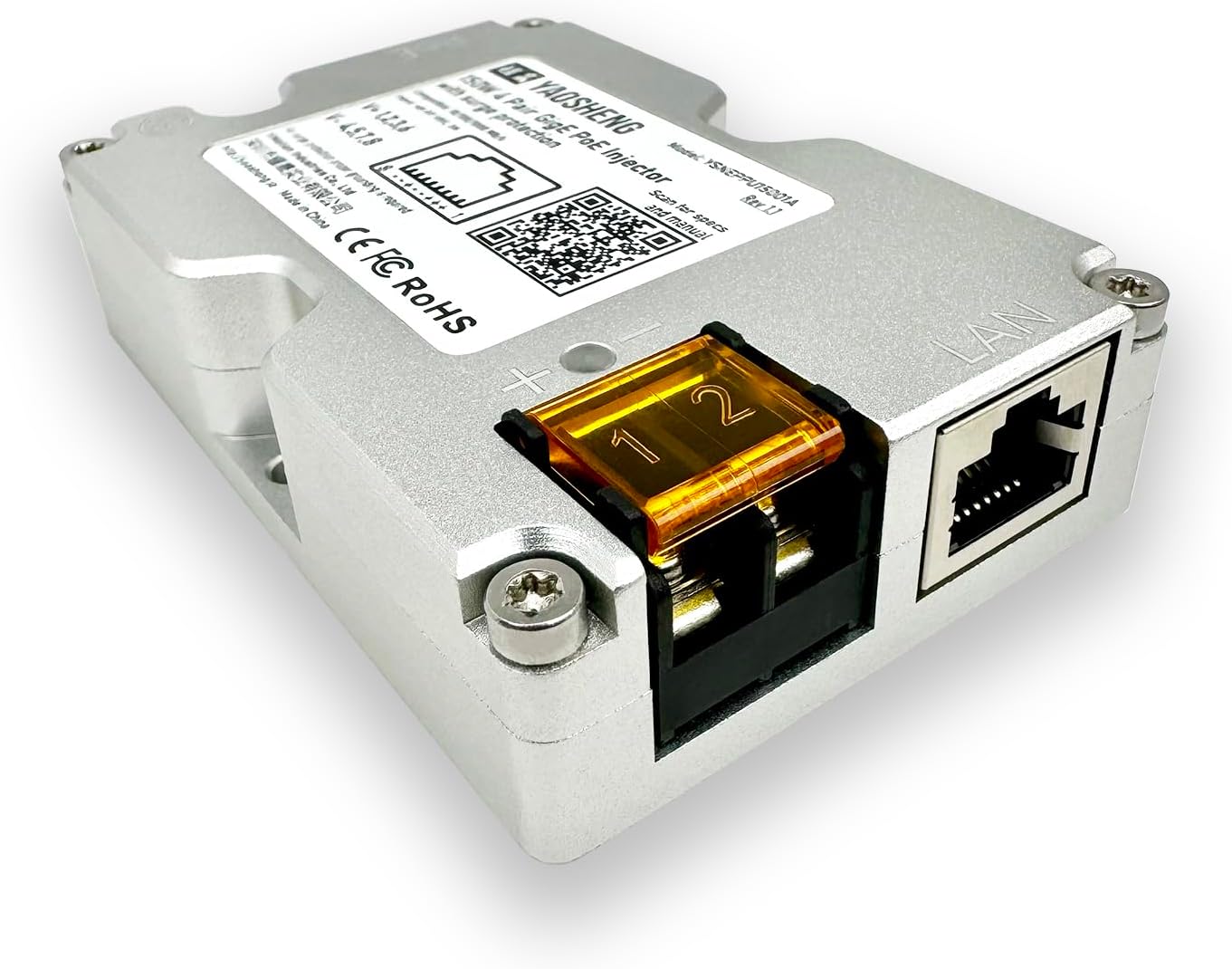 YAOSHENG 150W GigE Passive PoE Injector with LAN and DC input ports
