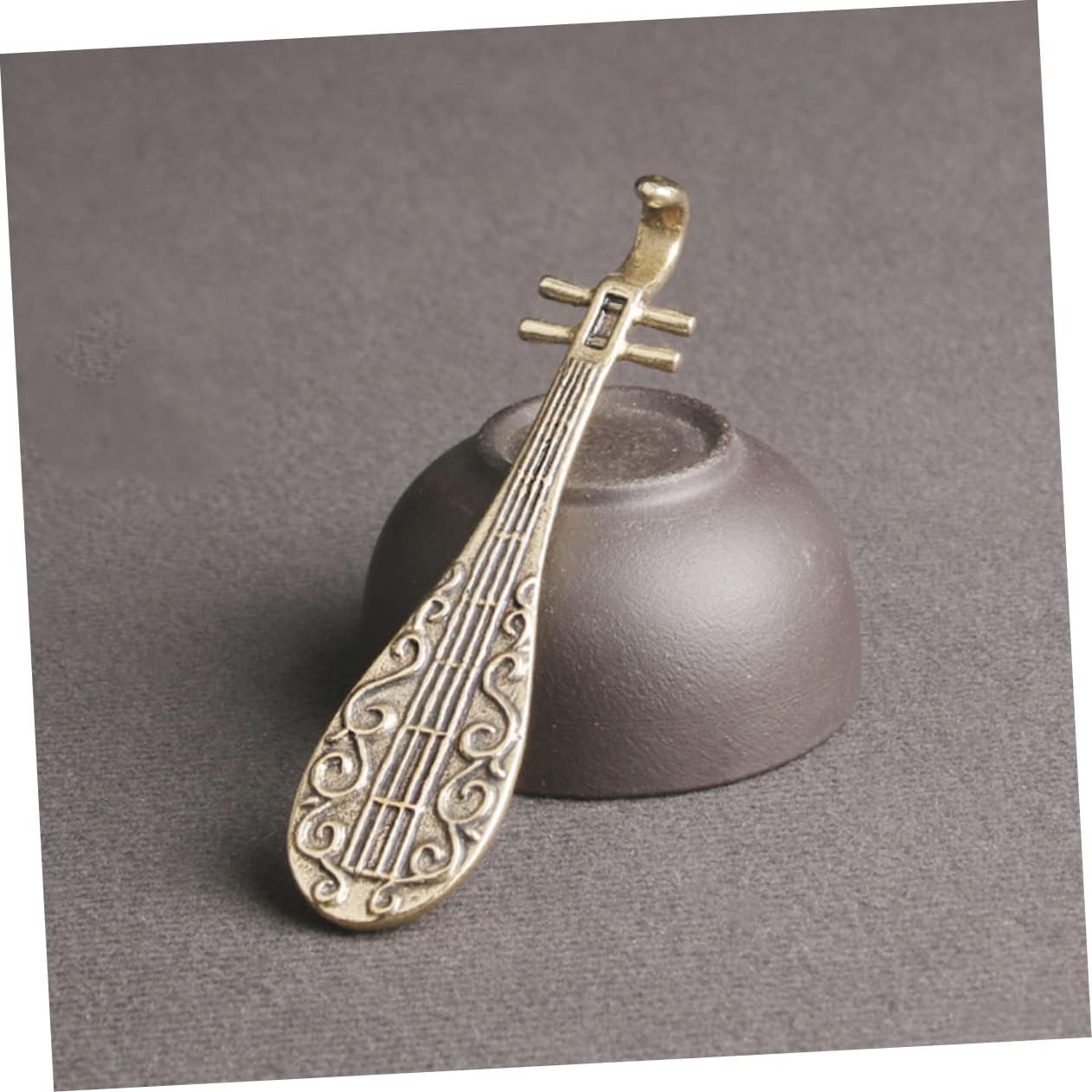 MAGICLULU Miniature Brass Pipa Sculpture for Desktop Home Decoration Golden image 3