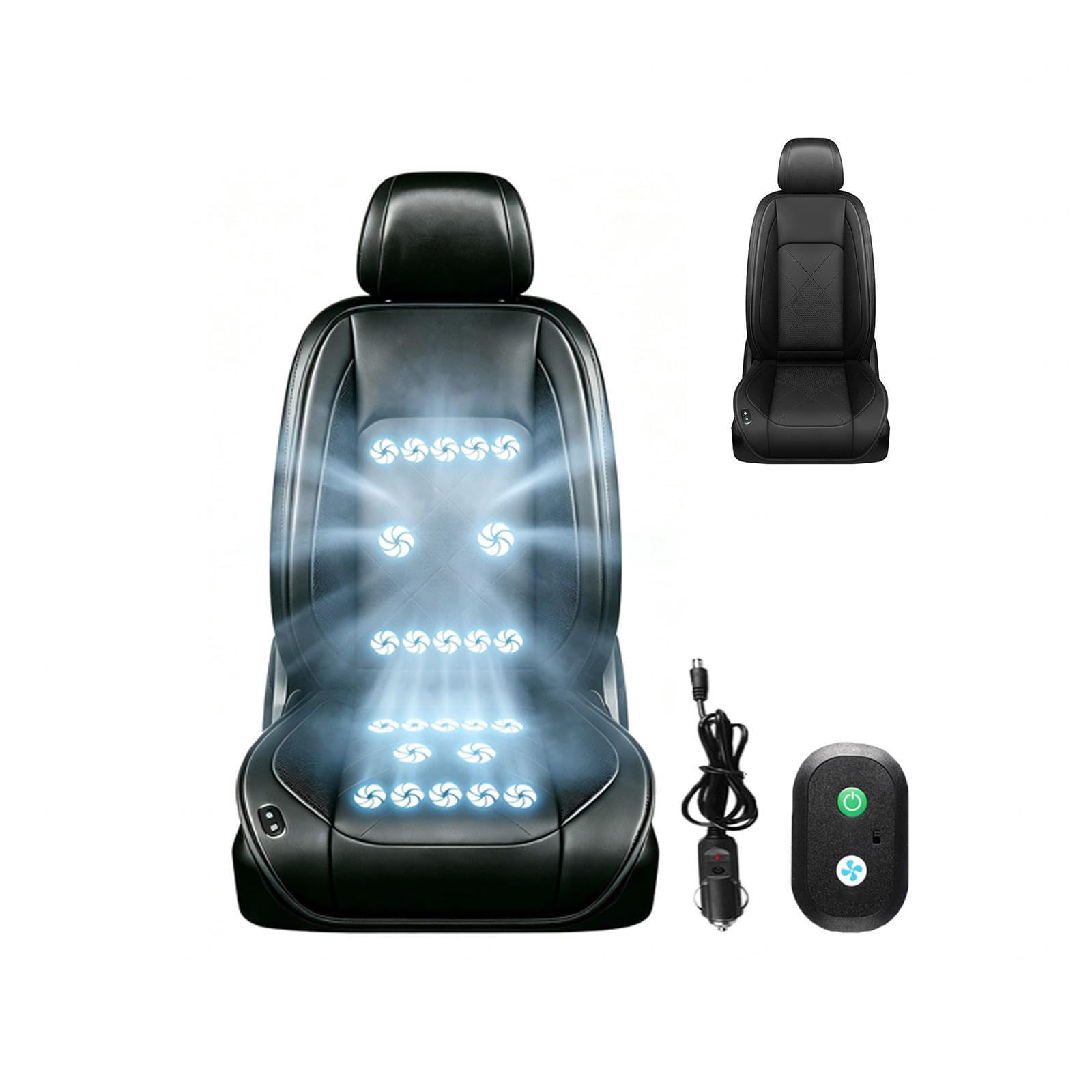 Coprisedile Auto Con Ventilazione 3 Livelli Regolabili Ventilatore Turbo da 24 Pollici Coprisedile Refrigerante Auto per auto SUV camion universale,black-12V-Single-seat