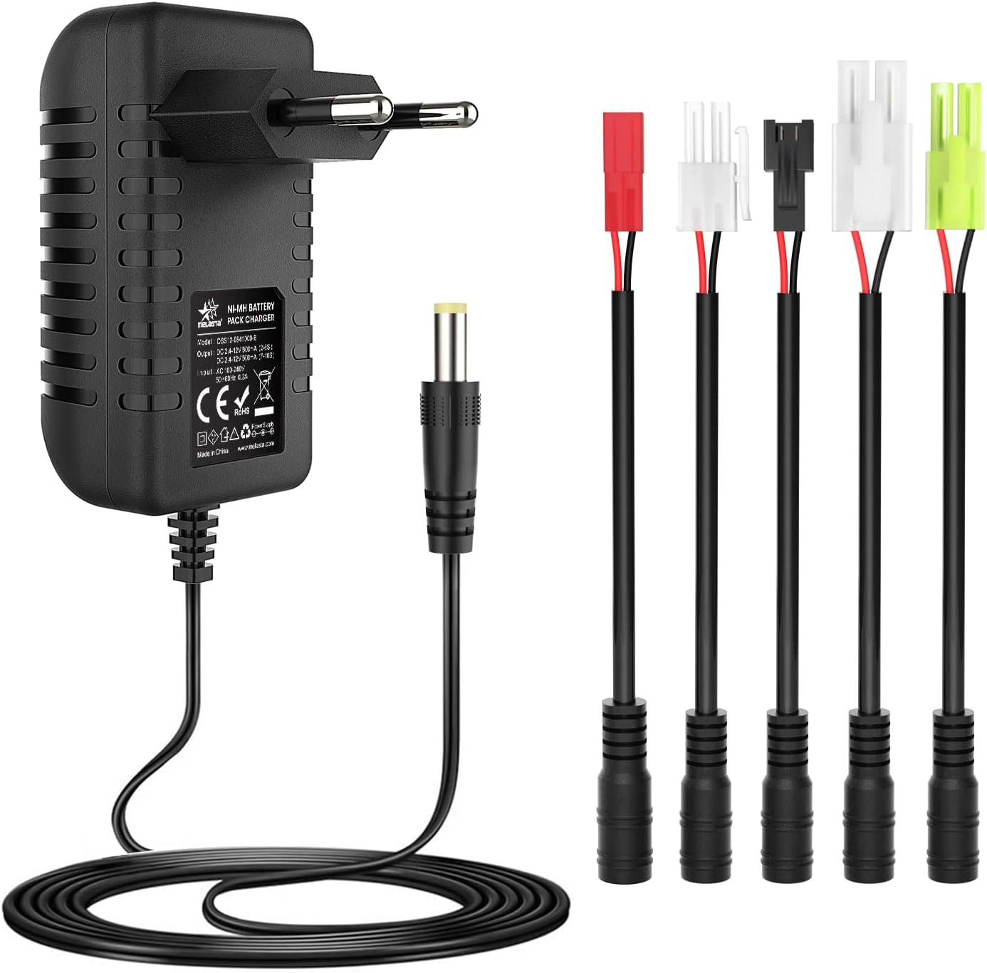 Smart 12 Volt Battery Charger 2.4V 3.6V 4.8V 6V 7.2V 8.4V 9.6V 10.8V 12V NIMH/NICD for 2-10S RC Battery (Compatible with Tamiya/Mini Tamiya/SM-2P/JST/HuanQi)