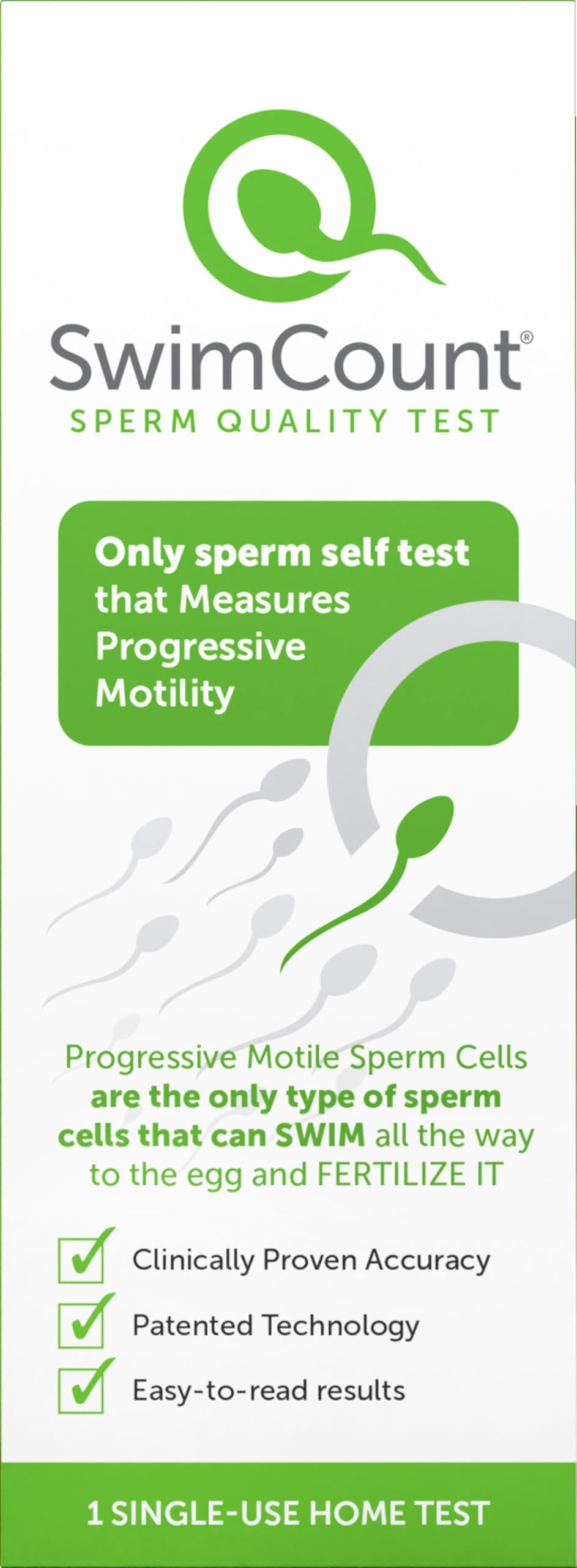 SwimCount At-Home Male Fertility Test, Measures Progressive Sperm Motility with High Sensitivity and Specificity, Discreet At-Home Results, Easy Sperm Quality Kit for Men