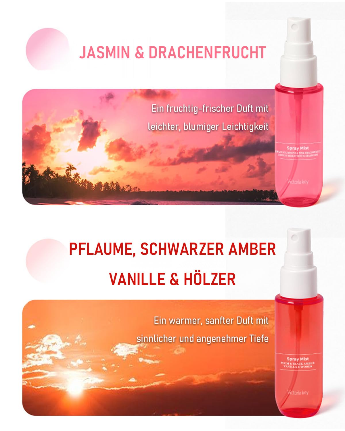 Set spray per il corpo da donna, 4 × 40 ml, profumo a lunga durata, profumo elegante e fresco, nebulizzazione fine, capelli e corpo per tutti i giorni, viaggi e occasioni speciali