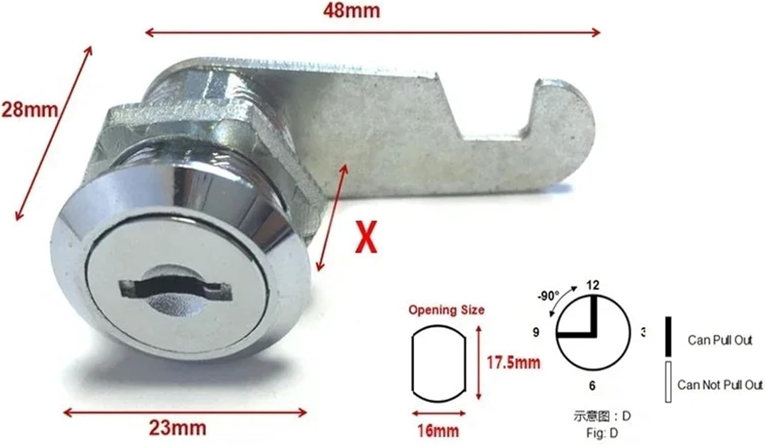 4 Pcs/Bag Drawer Cam Lock with 2 Keys for Door Mailbox Cinet Tool Box DIY Furniture Hardware HJ03 H(Key Same X 20mm)
