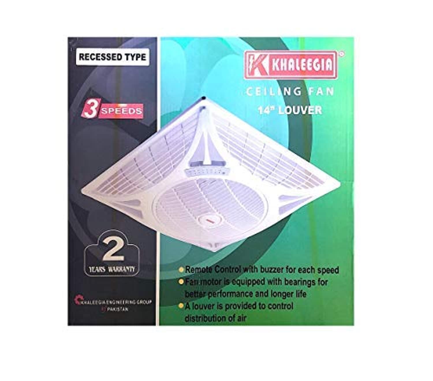 KhaleegiaBox Type Ceiling Fan, 60 x 60 14in with Remote